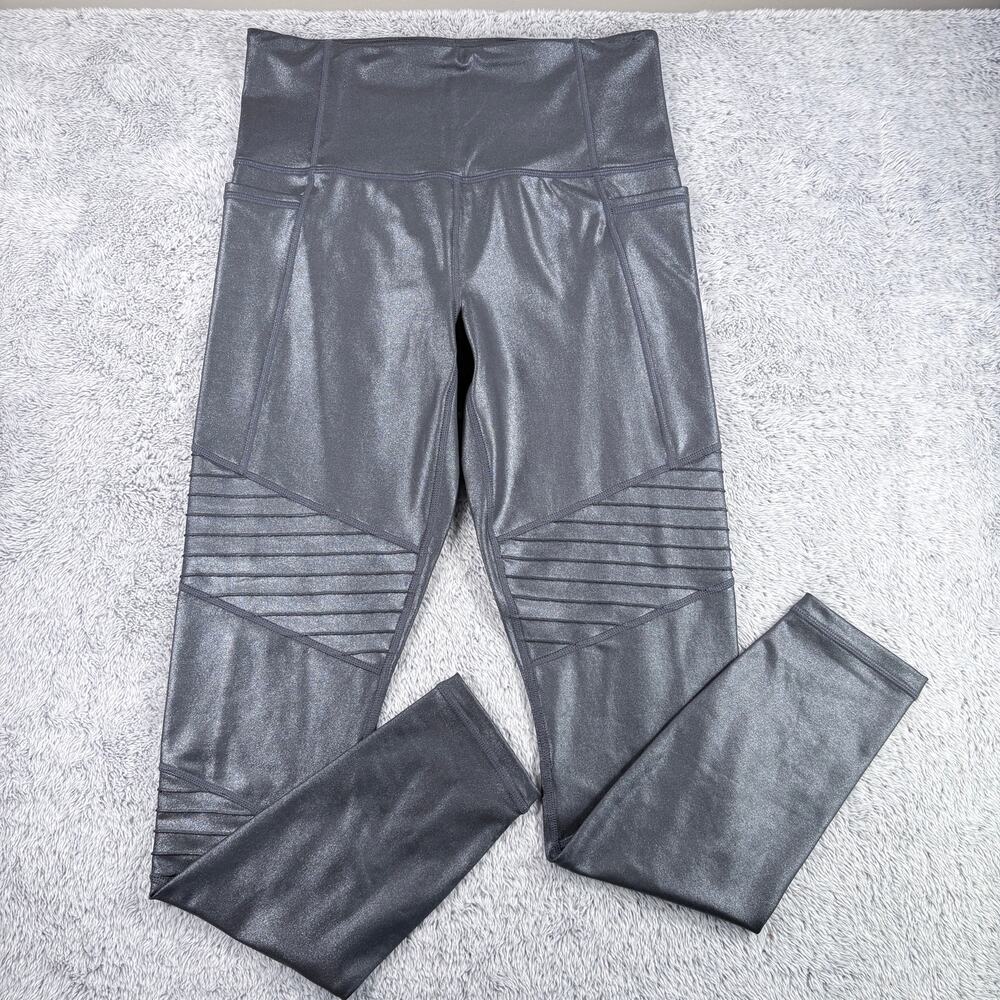 Athleta Women's Inclination Shimmer Moto Tight Black Size S High‎ Rise Leggings